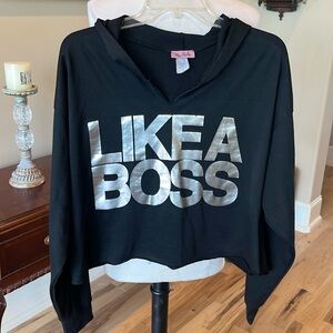 Miss Popular Black Top Hoodie Long Sleeve 1X